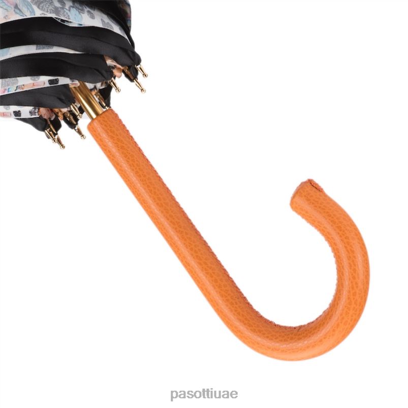 مظلة | 189 5x790-10 p - مظلة على شكل فراشة بمقبض جلدي برتقالي PASOTTI Z446V470